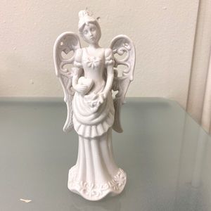 Vintage Porcelain Angel Figurine Statuette Clear Glaze Creamy White #2
